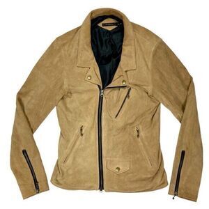 Tete Homme French Leather Riders Jacket Mens S (Jap 46) Suede Zip Pocket Moto